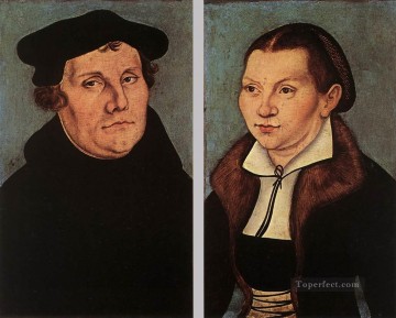  Luca Lienzo - Retratos de Martín Lutero y Catalina Bore Renacimiento Lucas Cranach el Viejo